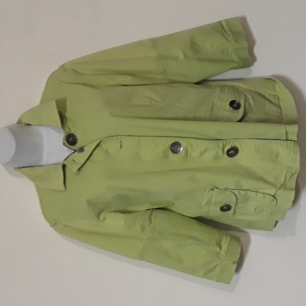 *C4 - VINTAGE OLEG CASSINI SPORT SZ. L 100% COTTON LIME GREEN JACKET